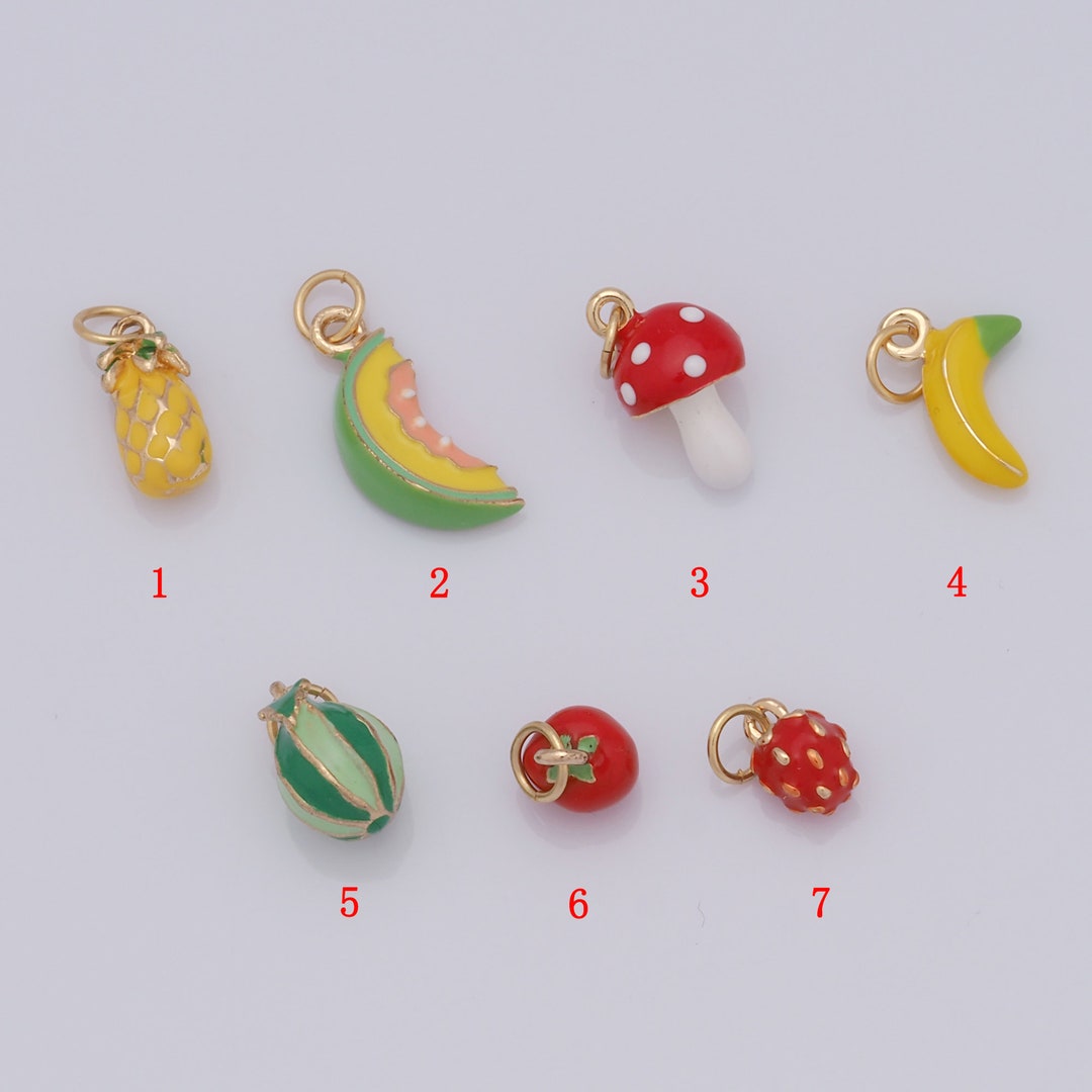 Dainty Fruit Vegetables Charms,18k Gold Filled Banana Pineapple ...