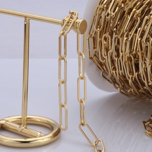 Gold Büroklammern Kette, 18K Gold Filled halb fertige Kette, Spezialität Ketten, DIY Schmuckherstellung