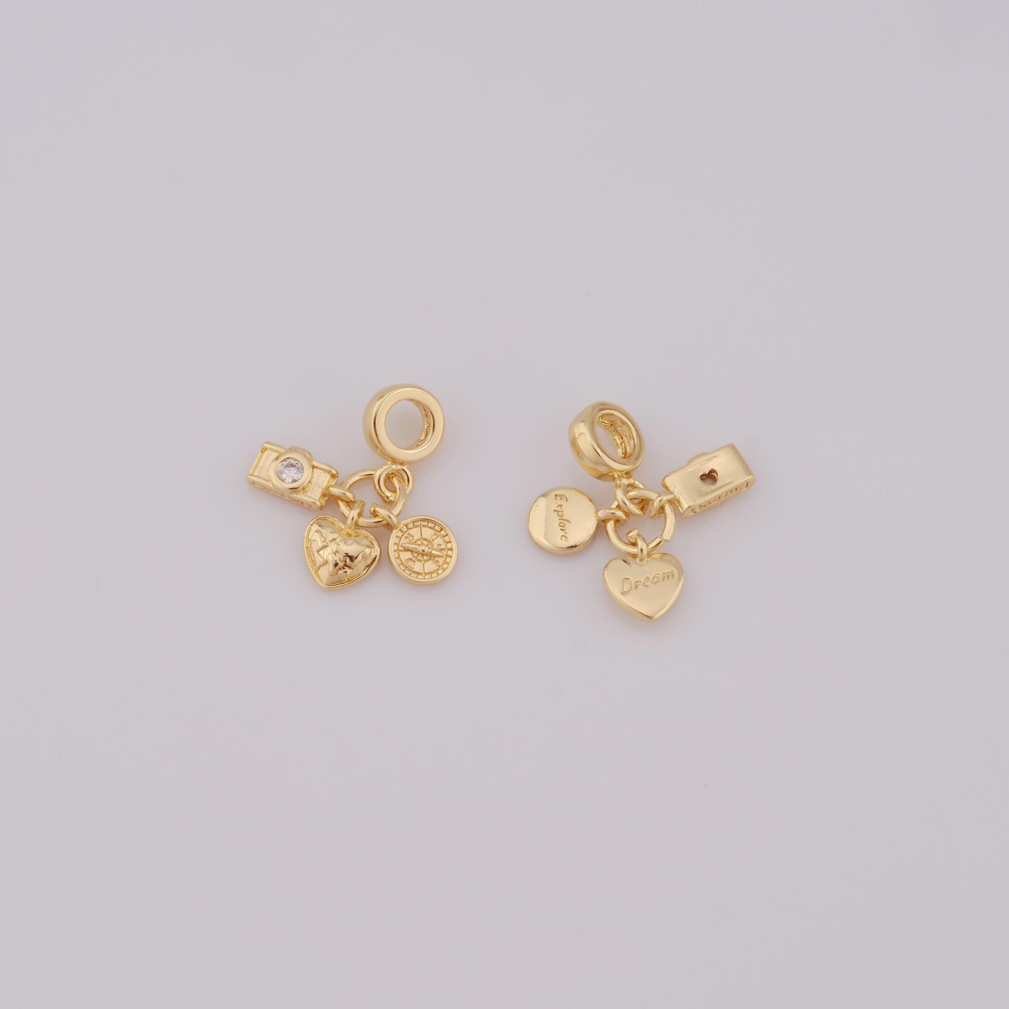 コミューズ　commuse アクセサリー Gold Camera Charms,18k Gold Filled Compass Pendant,micropavé