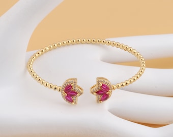 18K Gold Filled Openable Bangle,Thin Gold Bangle,Micropavé CZ Round Bangle,Gifts for Her