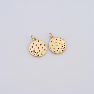 18K Gold Filled Round Pendant,Minimalist Charms,Micropavé CZ Round Pendant Necklace for DIY Jewelry Making Supplies