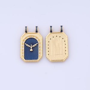 Gold Square Charms,18K Gold Filled Bald Eagle Pendant,Micropavé CZ Square Necklace for DIY Jewelry Making Supplies