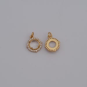 18K Gold Filled Round Pendant,Minimalist Charms,Micropavé CZ Round Pendant Necklace for DIY Jewelry Making Supplies