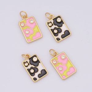 Zierliche Rechteck Charms, 18K Gold Filled Rechteck Anhänger, Micropavé CZ Rechteck Halskette für DIY Schmuckherstellung Zubehör