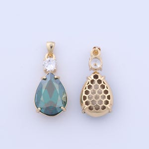 Micro Pave CZ Solitaire Charms,18K Gold Filled Minimalist Pendant,Teardrop Pendant Necklace for DIY Jewelry Making Supplies