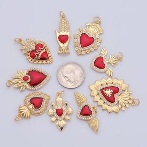 Heart  Charms,18K Gold Filled Heart Pendant,Heart Necklace for DIY Jewelry Making Supplies