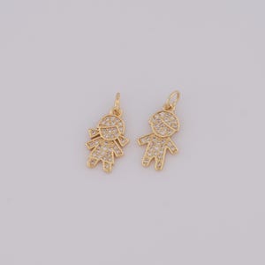 Gold Boys Charms,18K Gold Filled Girl Pendant,Micropavé CZ Boys Necklace for DIY Jewelry Making Supplies