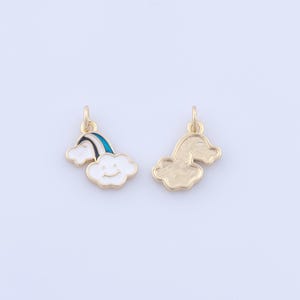 Gold Rainbow Charms, 18K Gold Filled Cloud Pendant, Enamel Rainbow Pendant Necklace for DIY Jewellery Making Supplies