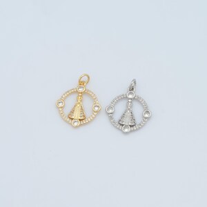 Golden Pope Charms, 18K Gold Filled Religious Pendant, Micro Pave CZ Round Necklace for DIY Jewellery Making Supplies