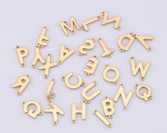 18K Gold Filled  Initial Connectors,Gold Letter Connector  - for Necklace Bracelet Component