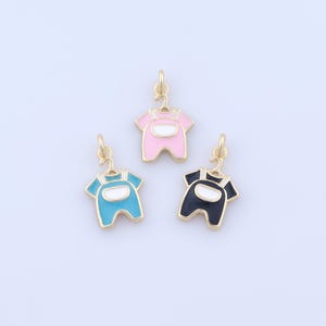 Gold Clothing Charms, 18K Gold Filled Clothing Pendant, Enamel Clothing Pendant Necklace for DIY Jewellery Making Supplies