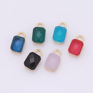 Zierliche Rechteck Charms, 18K Gold Filled Rechteck Anhänger, Micropavé CZ Rechteck Halskette für DIY Schmuckherstellung Zubehör