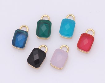 Delicados pingentes retangulares, pingente retangular preenchido com ouro 18K, colar retangular micropavé CZ para materiais de fabricação de joias DIY