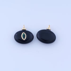 Gold Evil Eye Charms, 18K Gold Filled Natural Stone Pendant, Micropavé CZ Devil Eye Pendant Necklace for DIY Jewellery Making Supplies