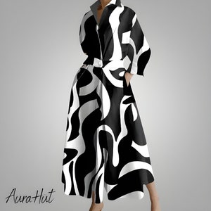 Women Long Dress, Print Maxi Dress, Casual V Neck Dress, Party Long Dress Robe, A-line Polka Dot Dress,Midi Dress