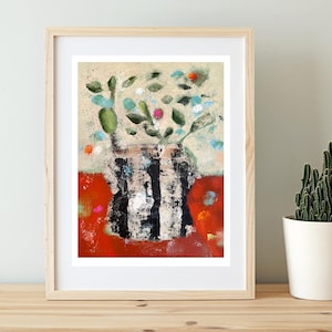 Abstrakte Blumen Malerei: Folkloremalerei, Mischtechnik (UNGERAHMT)