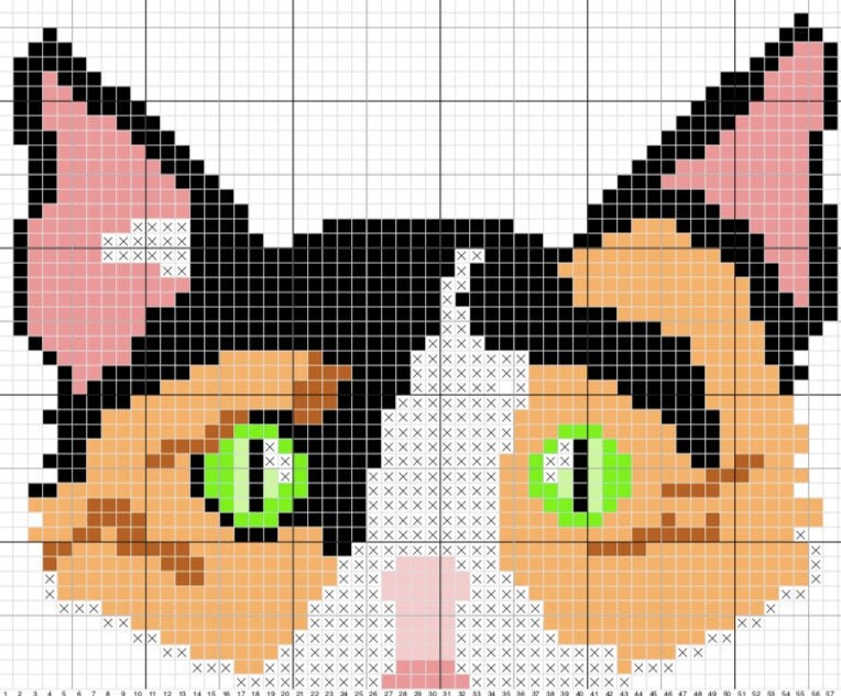 Calico Cat Cross Stitch Pattern Etsy