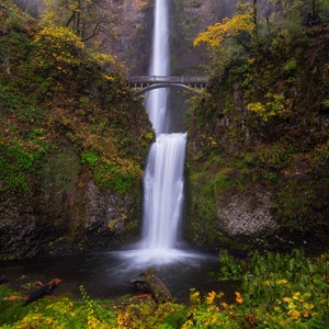 Multnomah Falls Print Waterfall Landscape Autumn Scenic Photo Oregon Art