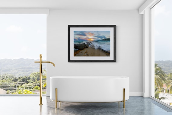 Caribbean Sunrise Beach Print | Moody Morning Seascape Photography | Fine Art Coastal Wall Art