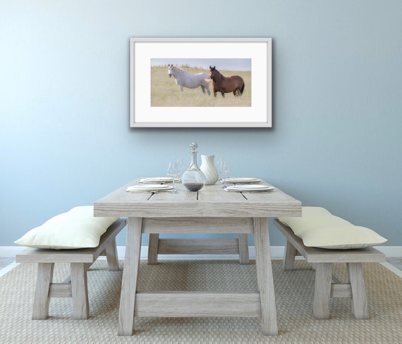Horses in Pasture Print | Horse Photography | Rustic Farm Landscape Art