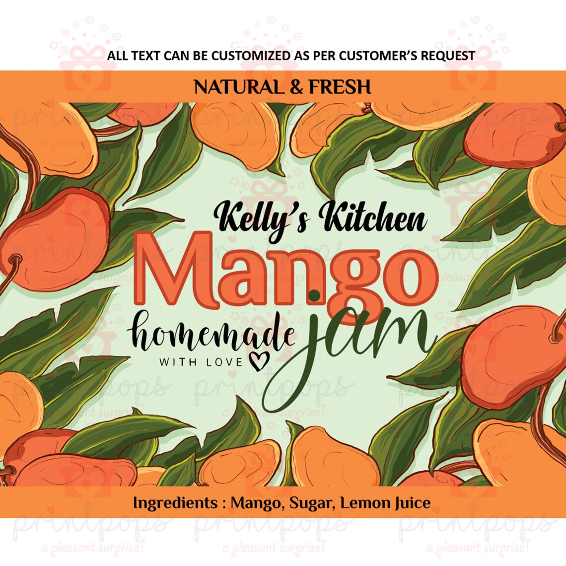 Homemade Mango Jam labelsJam Jelly LabelsCanning Mason Jar Etsy