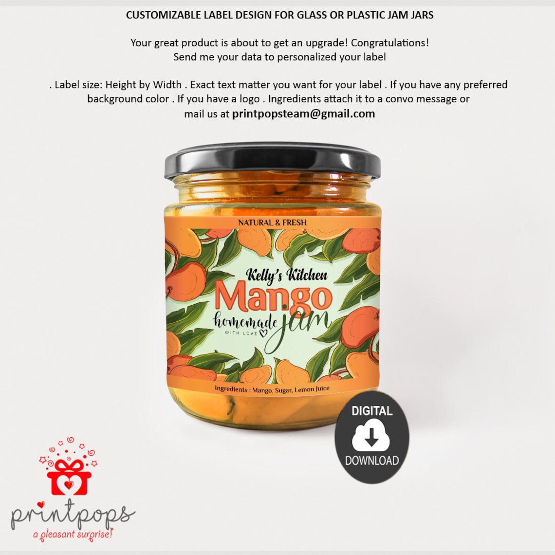 Homemade Mango Jam labelsJam Jelly LabelsCanning Mason Jar Etsy