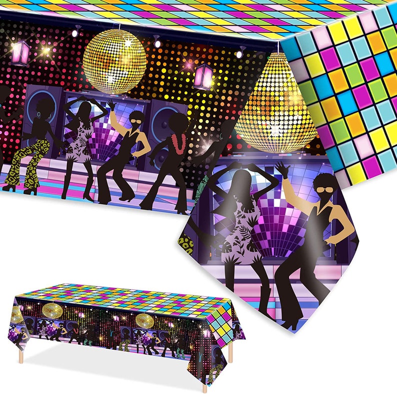 Import 3Pieces Disco Tablecloth for New life 70#39;S 70S Decoration Party