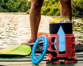 Paddleboard-bekerhouder voor sup en kajak, bungee-drankaccessoire - past in reg - smalle blikjes - waterfles + meer *GRATIS VERZENDING* Inclusief Koosie!