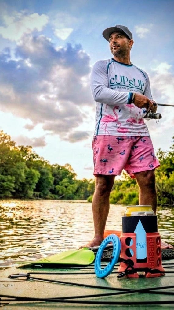 Paddleboard Cup Holder For SUP & Kayak Bungee Drink Accessory - Fits Reg - Slim Cans - Water Bottle + more *FREE SHIPPING* Koosie included!