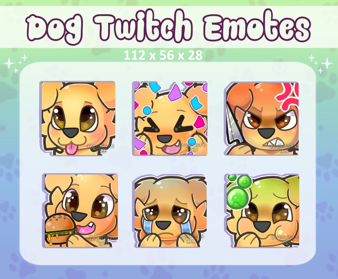 Emotes Pack for Twitch Dog Cute Premade Emotes Set Ready for to Use on