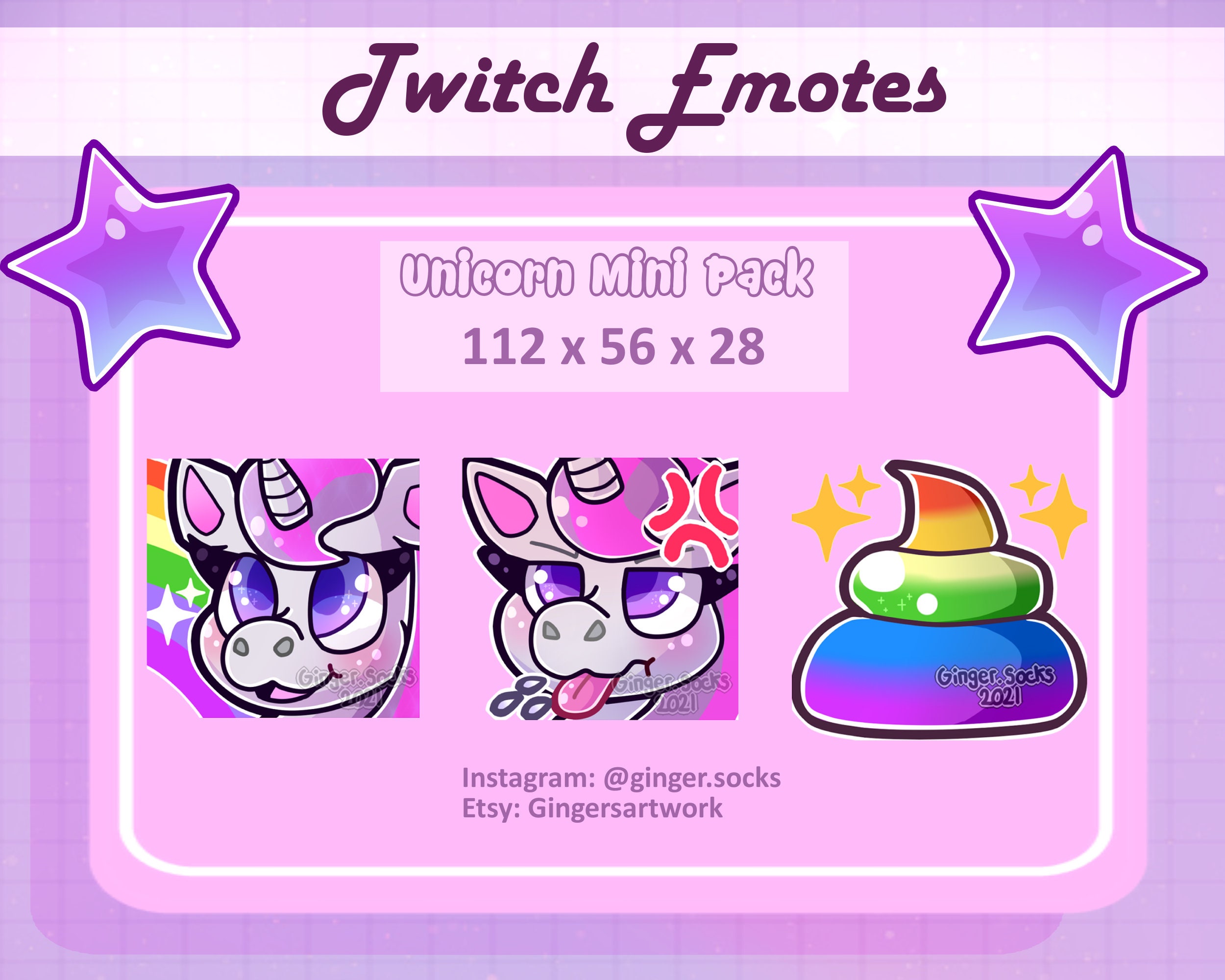 Emotes Pack for Twitch Unicorn Cute Premade Emotes Ready for Instant