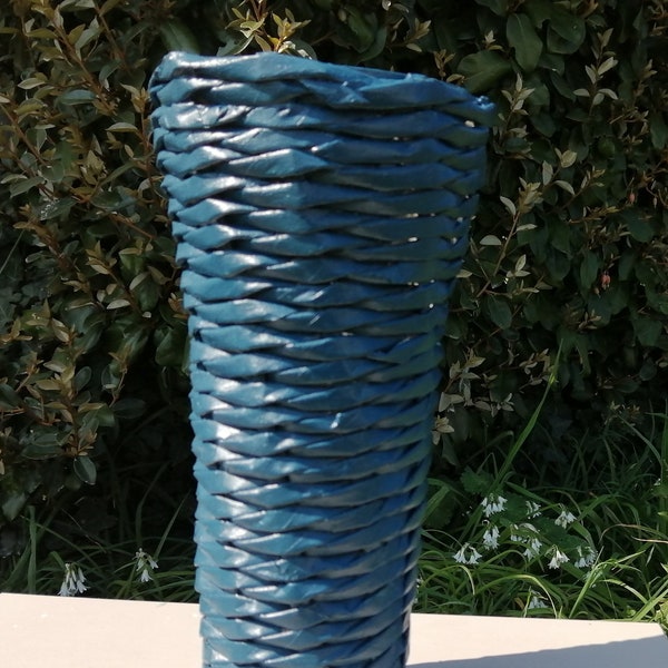 vase éco-vannerie bleu orage