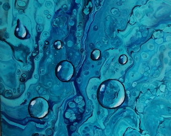 Peinture Acrylique "gouttes d'eau"