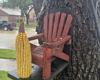 Handcrafted Cedar Adirondack Style Squirrel Feeder