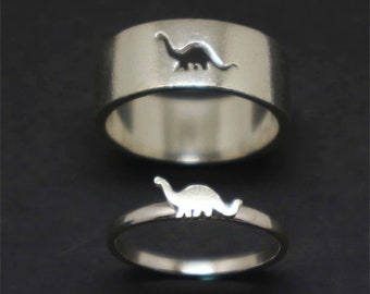 Silver Dinosaur Jewelry Couple Rings Set Dinosaur Shape Ring Promise Couple Rings For Women Friendship Ring Matching Rings His And Her Ring
