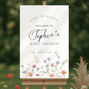 Baby in Bloom sign | Baby shower welcome sign | Wildflower Baby Shower sign | Editable welcome sign template | Floral theme