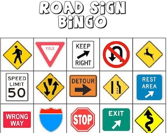 Printable Road Sign Bingo
