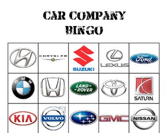 Printable Car Company Bingo