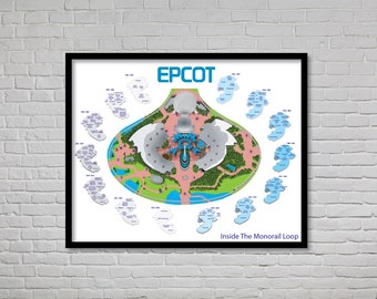 16"x20" Illustration, EPCOT, WDW, Walt Disney World, EPCOT Center, Poster, Retro, Vintage, Wall Art, Disney Fan Art, 40 Years, 1982 to 2018