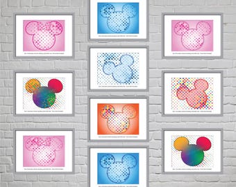 Disney Mickey Ears Artwork Features 10 different Versions 8" x 10" (11" x 14" including Mat), Free Shipping, Made in USA Illustrations