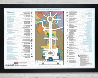 24"x36" 50 Years of Main Street, U.S.A., Poster, WDW, Walt Disney World, MK Map, Retro, Vintage, Wall Art, Disney Art, Map, Magic Kingdom