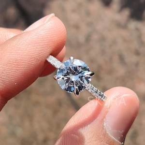 2 CT Round Cut Moissanite Engagement Ring, 925 Sterling Silver Ring, Solitaire Ring, Wedding Ring, Minimalist Ring, Anniversary Gift For Her