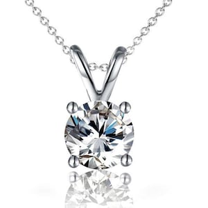 0.50 CT Round Cut Moissanite Pendant Necklace, 925 Sterling Silver Necklace, Classic Solitaire Pendant Necklace, Anniversary Gift For Her