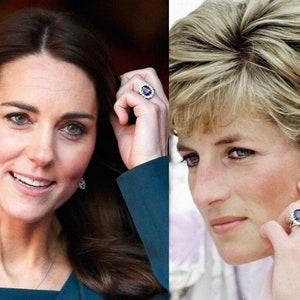 Royal Replica Celebrity Ring, Inspired by Princess Diana & Kate Middleton Ring,Vintage Royal Lab Created Blue Sapphire Ring,Anniversary Ring