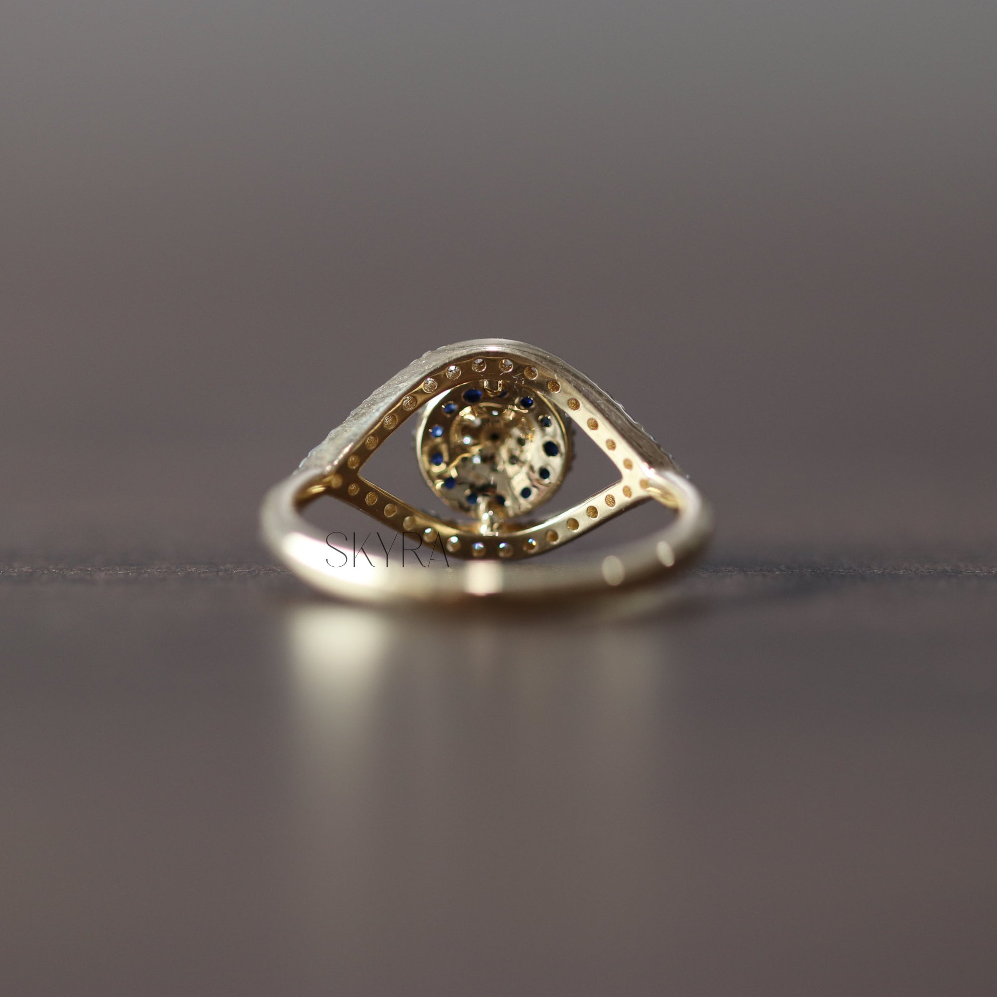 Black and Gold Stainless Steel Evil Eye Ring