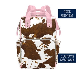 Cowprint Diaper Bag Backpack Western Mama Personalized 