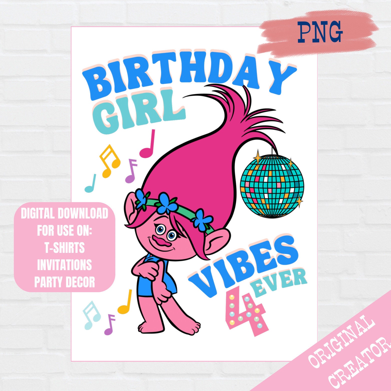 Trolls Princess Poppy Birthday Girl Design for Shirts, Invitations ...