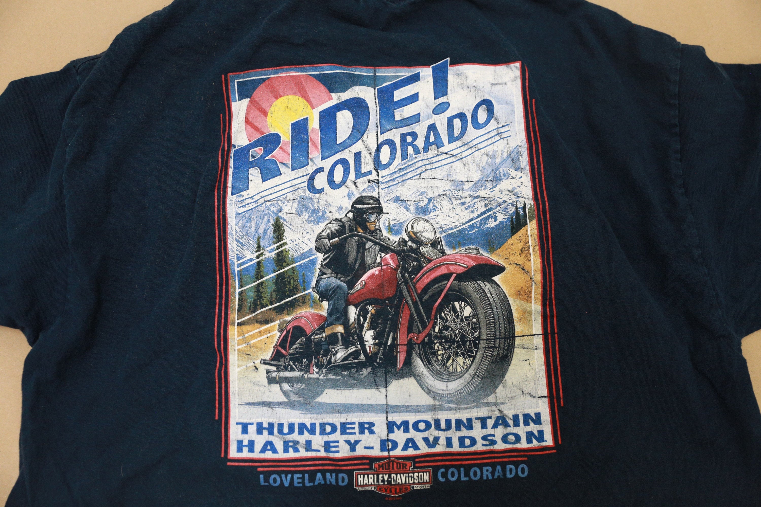 T-shirt Harley Davidson Thunder Mountain Loveland Colorado Occasion Très Bon état - Taille L