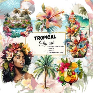 Tropical clip art, transparent png, watercolor, beach watercolor clipart, Island, vacation, travelling, summer, paradise, clipart png,