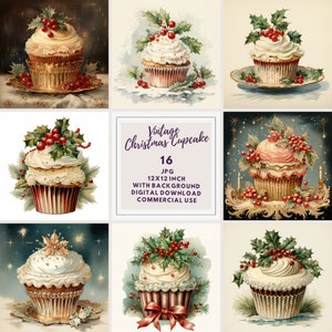JPG Vintage Cupcakes Clipart, Digital Download, high quality JPG, digital Planer, Junk Journal, commercial use